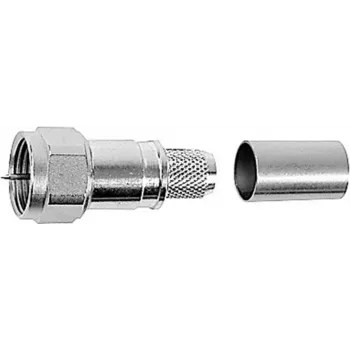Telegärtner ficha F, reta, 75 Ohm, crimp/aparafusar, latão niquelado, para RG59/RG6 J01600A0009