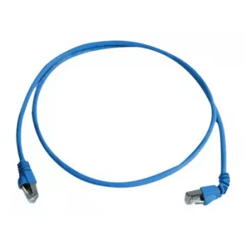 Telegärtner cabo patch S/FTP Cat 6A, PiMF, 1,0 m, azul, um RJ45 angular, LSZH, 10 Gbps L00000A0198