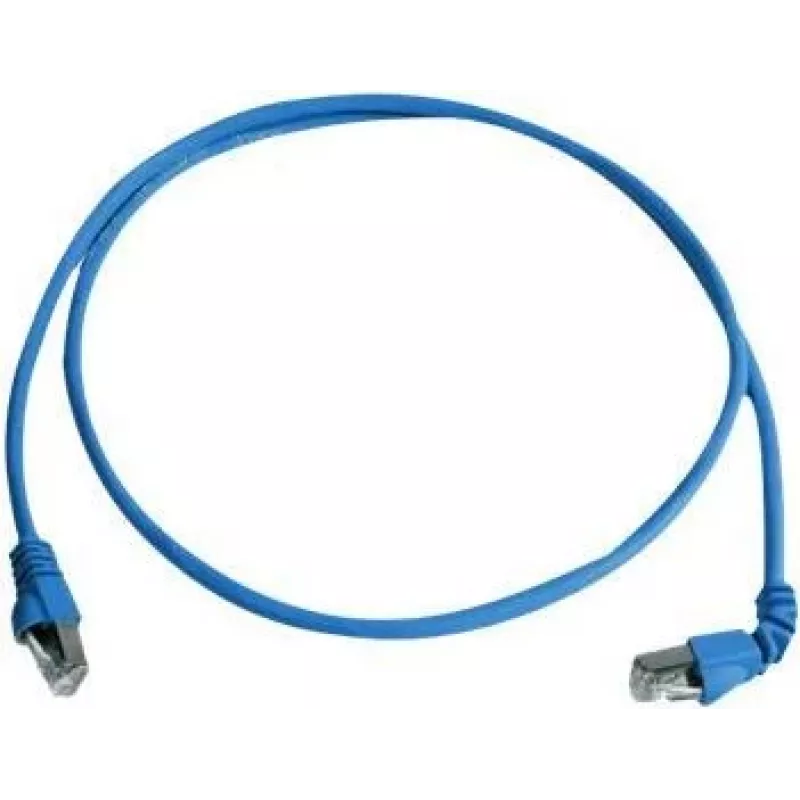 Telegärtner cabo patch S/FTP Cat 6A, PiMF, 1,0 m, azul, um RJ45 angular, LSZH, 10 Gbps L00000A0198