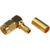 TELEGÄRTNER conector macho angular RP-SMA crimp para RG-58C/U, 50 Ohm, dourado