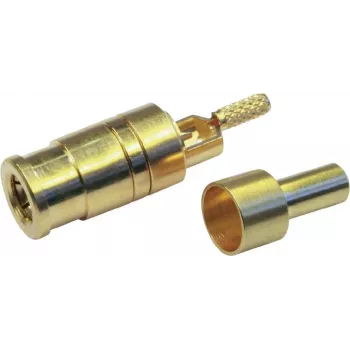 Conector fêmea SMB Telegärtner para PCB, reto, 50 Ohm, dourado