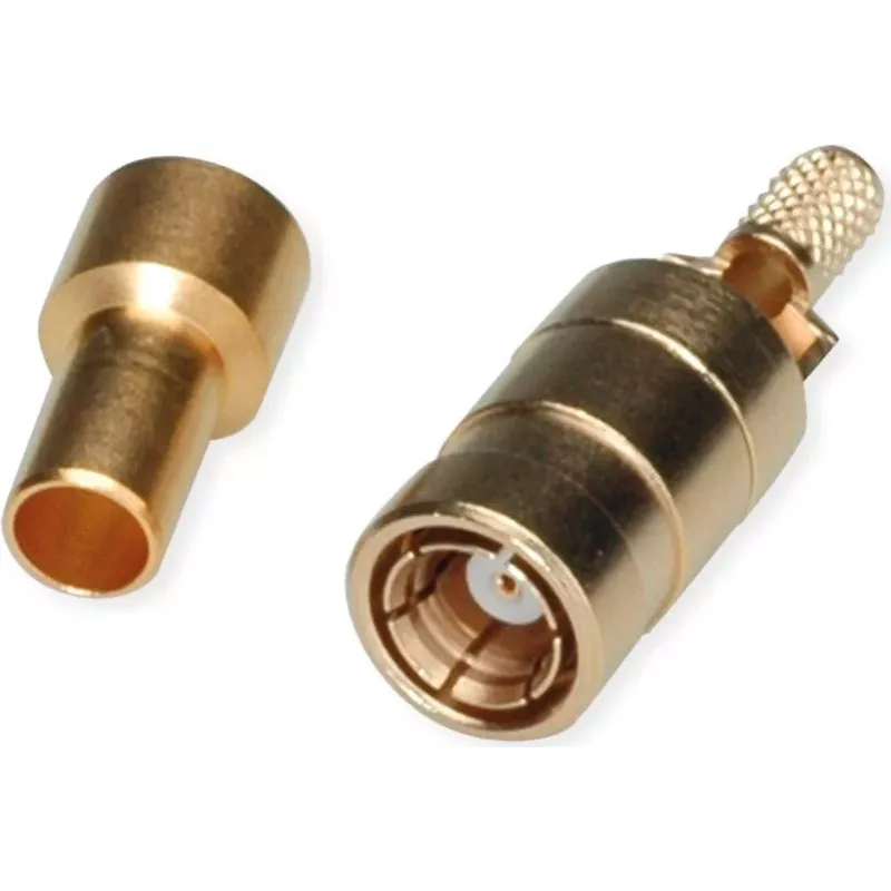 Conector fêmea SMB Telegärtner para PCB, reto, 50 Ohm, dourado