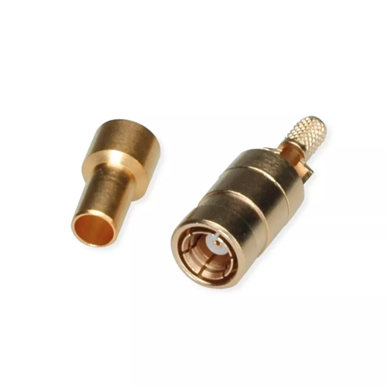 Conector fêmea SMB Telegärtner para PCB, reto, 50 Ohm, dourado