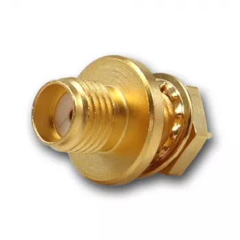 Conector fêmea SMA de embutir Telegärtner, montagem frontal, anel de vedação, Z27, dourado, pack de 5 (J01151A1081)