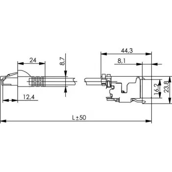Cabo patch Telegärtner L00004A0128 Cat.6A S/FTP, 7,5 m, cinzento