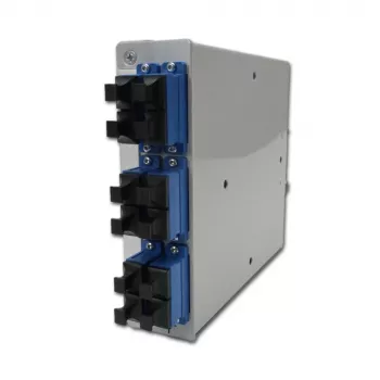 Telegärtner STX distribuidor de fibra ótica para calha DIN, 6x SC duplex monomodo, cassete de fusão de 12 fibras, pigtails, pronto a fusionar H82050E0002