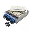 Telegärtner STX distribuidor de fibra ótica para calha DIN, 6x SC duplex monomodo, cassete de fusão de 12 fibras, pigtails, pronto a fusionar H82050E0002
