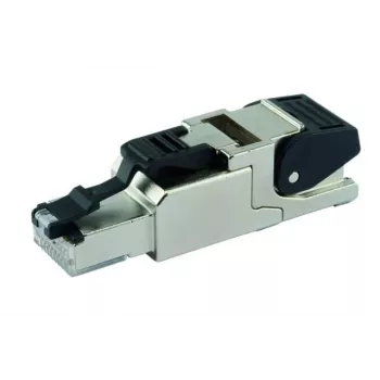 Telegärtner J00026A2113 Ficha RJ45 Cat.6A de montagem no campo, blindada, IP67, aço inoxidável, preto