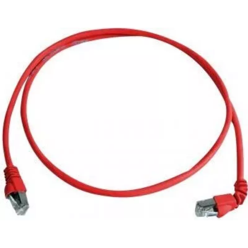 Telegärtner Cabo de rede S/FTP Cat 6A, PiMF, 1m, vermelho, uma ficha angular, LSZH L00000A0196