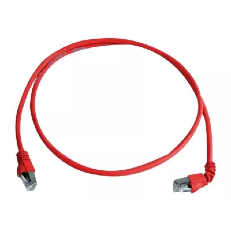 Telegärtner Cabo de rede S/FTP Cat 6A, PiMF, 1m, vermelho, uma ficha angular, LSZH L00000A0196