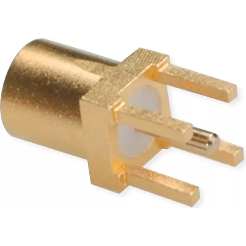 Conector fêmea MMCX PCB TELEGÄRTNER, reto, 50 Ohm, dourado, pack de 5 (J01341A0161)