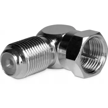 TechniSat 0000/3318 Adaptador angular de ficha F, ficha F para conector fêmea F, 75 Ohm, niquelado