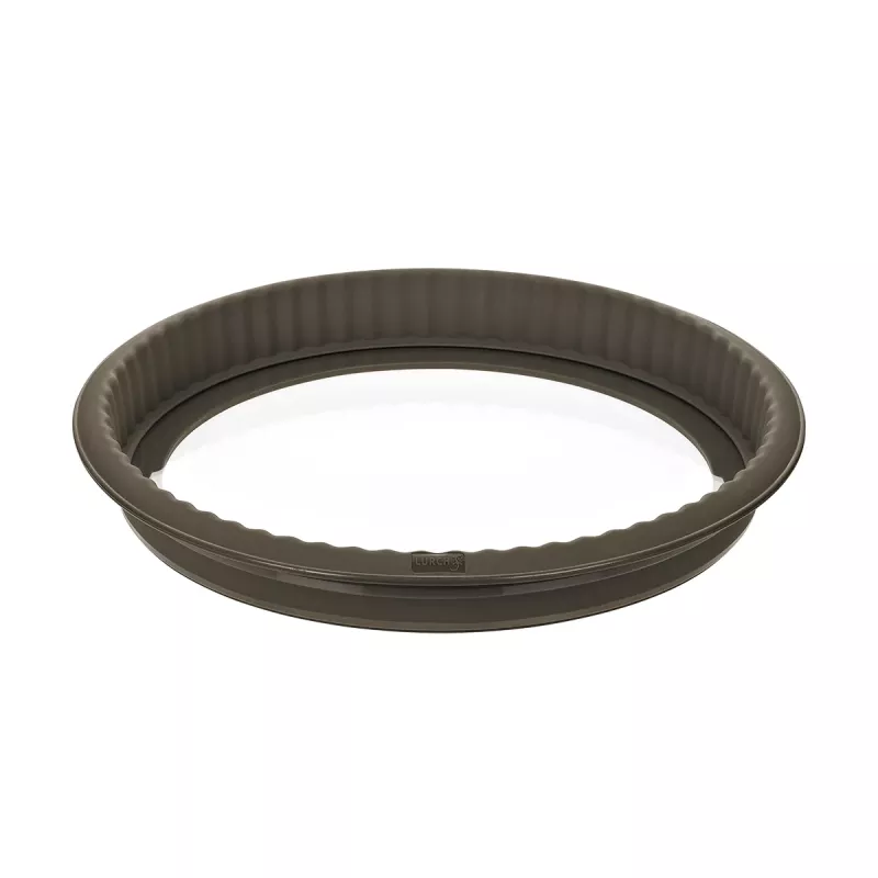 LURCH FlexiForm Forma para quiche 26 cm com fundo de vidro removível, 100 % silicone platina, Ø 30 x 4 cm, castanho (85009)