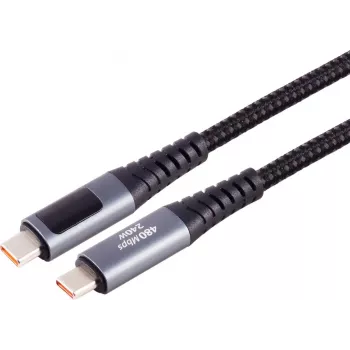 S CONN Maximum Connectivity Cabo de carregamento USB-C para USB-C, 240W PD, ecrã integrado, 1m 14-59025