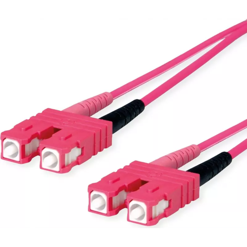 Cabo de patch de fibra ótica SC para SC OM4 duplex Telegärtner L00880A0028, 1 m, violeta