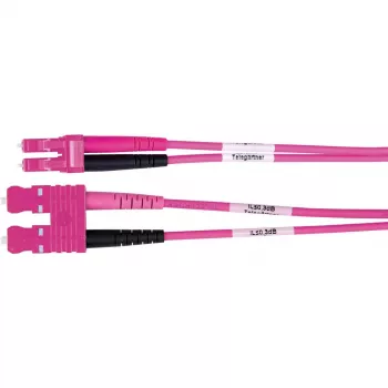 Cabo de patch de fibra ótica OM4 duplex Telegärtner L00890A0111, SC para LC, LSZH, violeta, 1 m