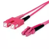Cabo de patch de fibra ótica OM4 duplex Telegärtner L00890A0111, SC para LC, LSZH, violeta, 1 m