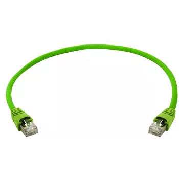 Cabo de patch RJ45 CAT 6a SF/UTP TELEGÄRTNER 100008107, 0,5 m, verde, com proteção anti-dobras