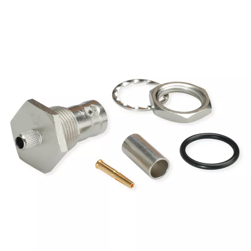 Conector BNC Telegärtner J01001A0108, reto, 50 Ohm, fêmea para fêmea, niquelado