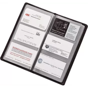 Álbum de cartões de visita JÜSCHA Alassio para 120 cartões, couro, preto, 112 x 15 x 200 mm 41009