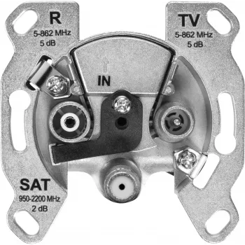 TechniSat TECHNIPRO SV600 V2 tomada de parede de antena de 3 orifícios com desacoplamento de díodo DC (TV, rádio, SAT) 0004/3075