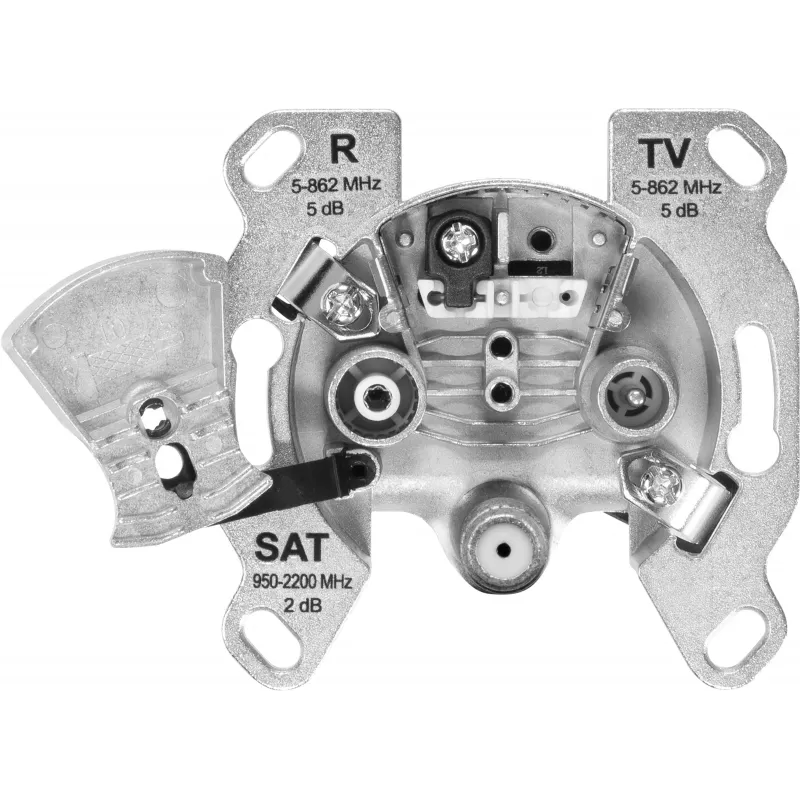 TechniSat TECHNIPRO SV600 V2 tomada de parede de antena de 3 orifícios com desacoplamento de díodo DC (TV, rádio, SAT) 0004/3075