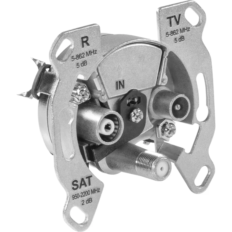 TechniSat TECHNIPRO SV600 V2 tomada de parede de antena de 3 orifícios com desacoplamento de díodo DC (TV, rádio, SAT) 0004/3075