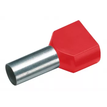 Cimco 187706 Terminal tubular duplo, 1 mm², semi-isolado, vermelho, 100 unid.