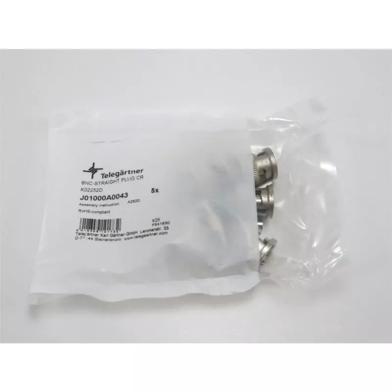 Telegärtner ficha BNC de crimpagem para cabo G08, 50 Ohm, Professional, RD-316, 5 peças (J01000A0043)