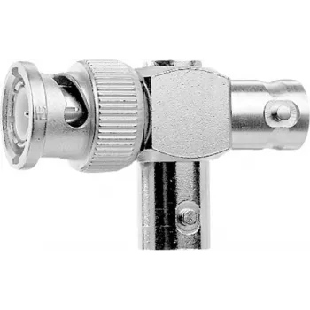 Telegärtner Adaptador T BNC, ficha BNC para 2x conector fêmea BNC, 50 Ohm, latão niquelado, contactos dourados J01005A0004