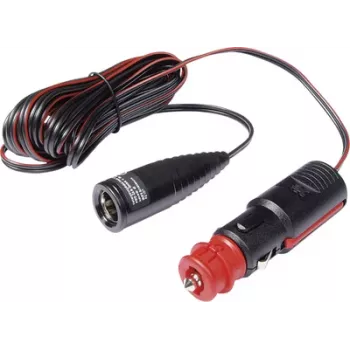 ProCar Cabo de extensão de alimentação 12V/24V DC 2,5m 8A com ficha e conector fêmea de isqueiro 67814010