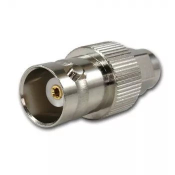 Telegärtner Adaptador coaxial de RF conector fêmea BNC para ficha SMA, 50 Ohm, DC-4 GHz, latão niquelado, J01008A0025