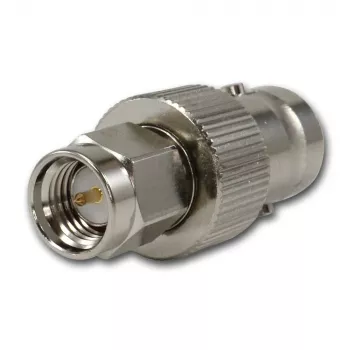 Telegärtner Adaptador coaxial de RF conector fêmea BNC para ficha SMA, 50 Ohm, DC-4 GHz, latão niquelado, J01008A0025