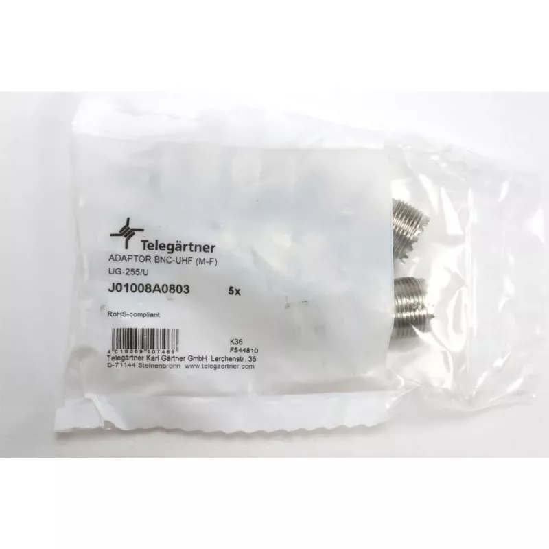 Telegärtner Adaptador coaxial ficha BNC para conector fêmea UHF J01008A0803