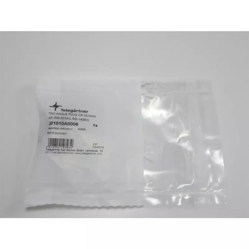 Telegärtner Ficha TNC angular de crimpagem 50 Ohm para RG-223/U, RG-142 B/U (J01010A0006)