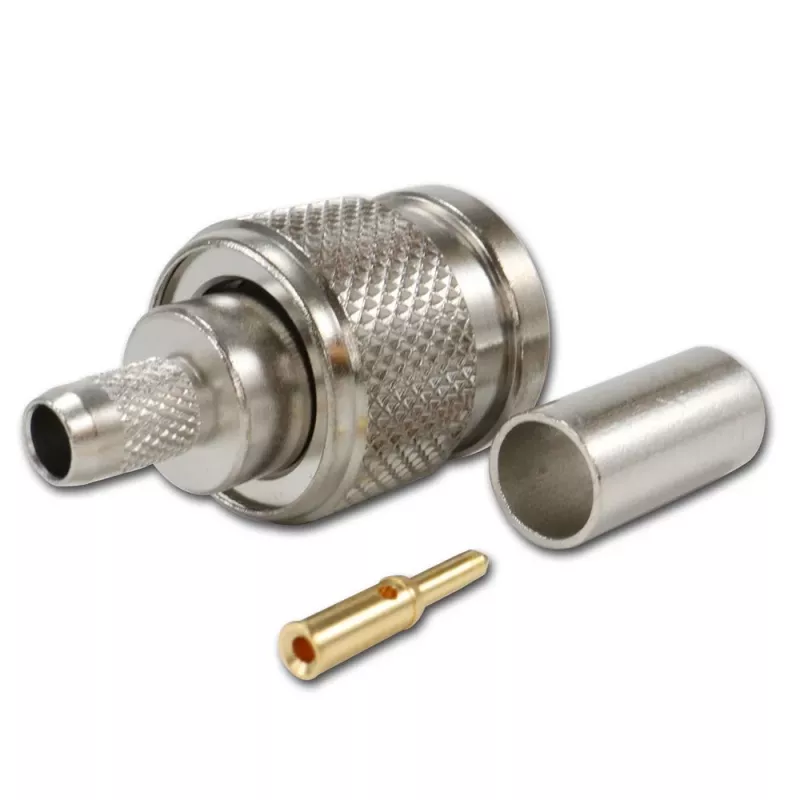 TELEGÄRTNER Ficha TNC reta para cabo coaxial RG-58, crimpagem/solda, 50 Ohm, DC-11 GHz
