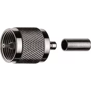 Ficha UHF macho de crimpagem Telegärtner G01 para RG-58 C/U, 50 Ohm, níquel/ouro, 1 unid. J01040A0001