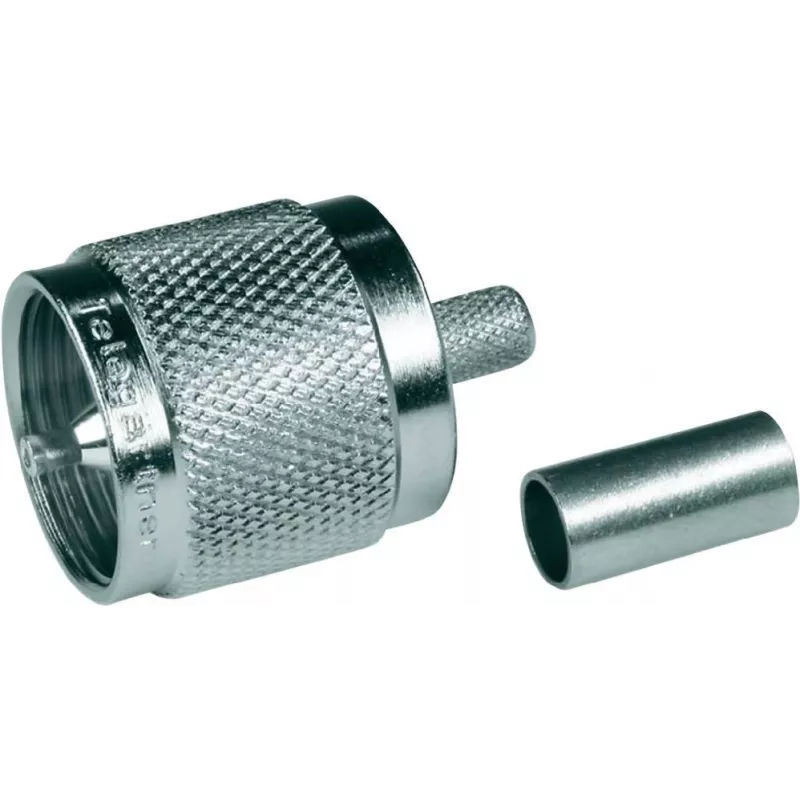 Ficha UHF macho de crimpagem Telegärtner G01 para RG-58 C/U, 50 Ohm, níquel/ouro, 1 unid. J01040A0001