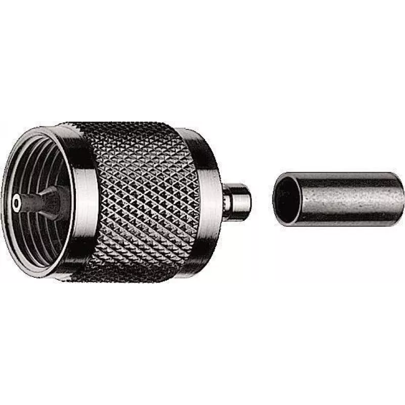 Ficha UHF macho de crimpagem Telegärtner G01 para RG-58 C/U, 50 Ohm, níquel/ouro, 1 unid. J01040A0001