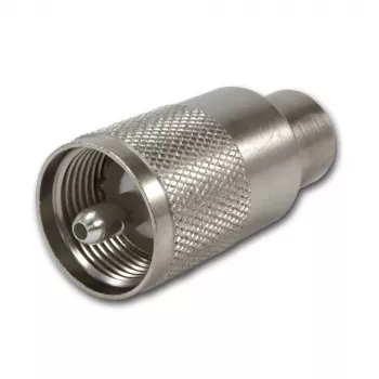 Ficha UHF macho Telegärtner PL259/6 para RG-58 C/U e RG-59 B/U, isolamento PTFE, caixa niquelada, contacto prateado, pack de 5 (J01040B0604)
