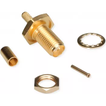 Conector fêmea SMA de crimpagem Telegärtner para RG-316/U, ouro, pack de 5 (J01151A0001)