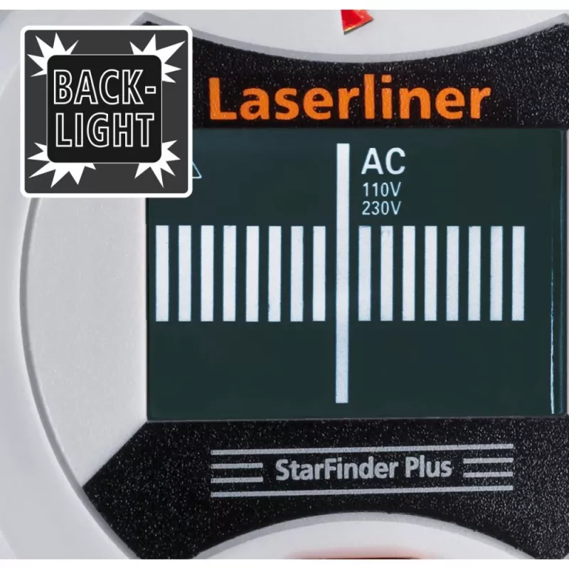 Laserliner StarFinder Plus 080.972E detetor de paredes e vigas com deteção de madeira, metal e cabos AC sob tensão