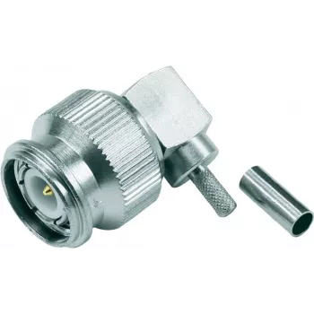 Telegärtner Conector macho TNC angular de crimpagem 50 Ohm para RG-316/U, ligação de solda/crimpagem, latão niquelado J01010B0012