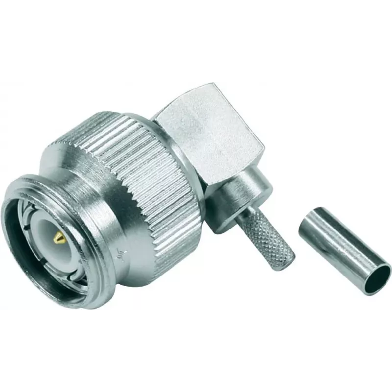 Telegärtner Conector macho TNC angular de crimpagem 50 Ohm para RG-316/U, ligação de solda/crimpagem, latão niquelado J01010B0012