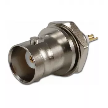 Telegärtner Conector fêmea BNC de embutir 50 Ohm, condutor interior dourado, flange de 4 furos, ligação por soldadura (J01001A0053Z)