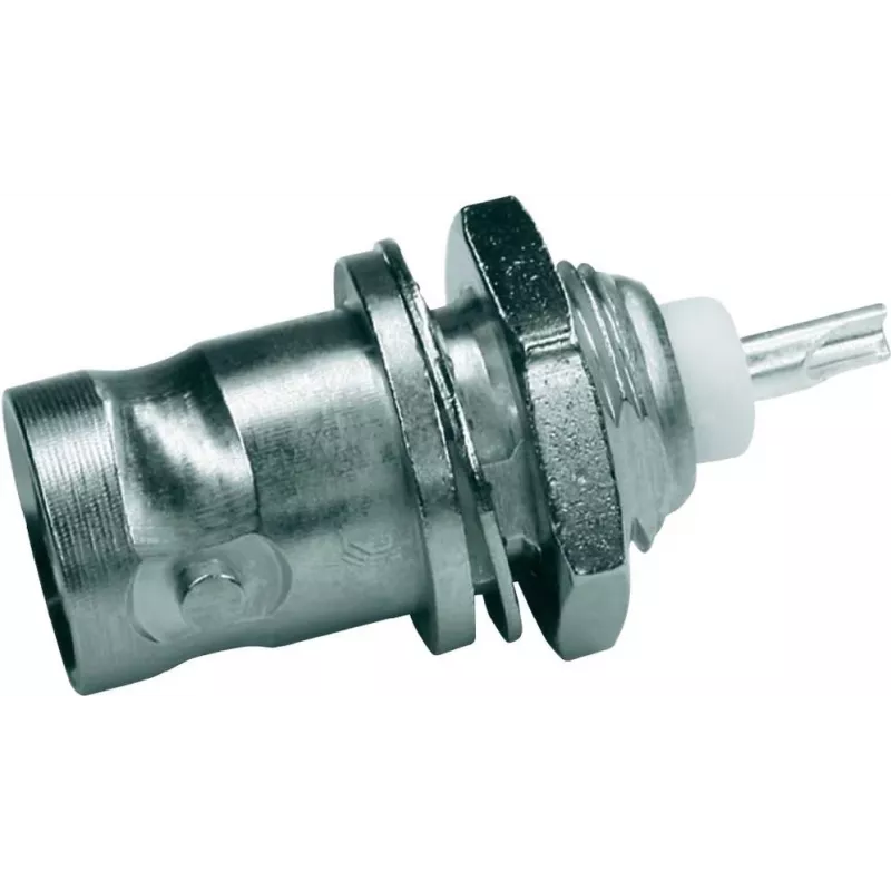 Telegärtner Conector fêmea BNC de embutir 50 Ohm, condutor interior dourado, flange de 4 furos, ligação por soldadura (J01001A0053Z)