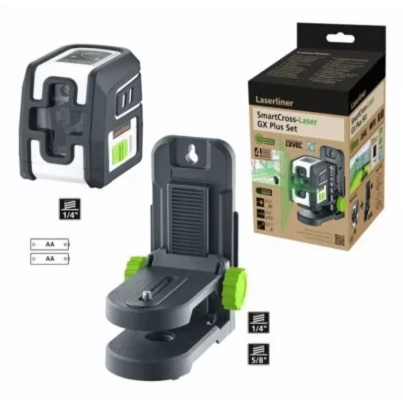 Laserliner SmartCross-Laser GX Plus Conjunto laser de linhas cruzadas de raio verde, alcance máx. 40 m (036.732E)
