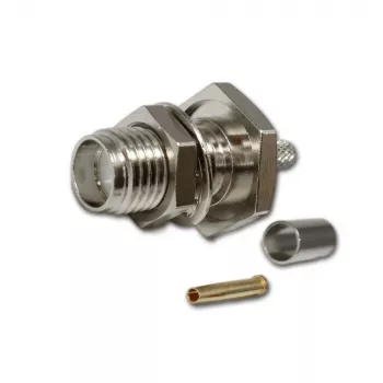 Telegärtner Conector fêmea SMA de montagem com crimpagem para RG-316/U, niquelado, pack de 5 (J01151A0009)