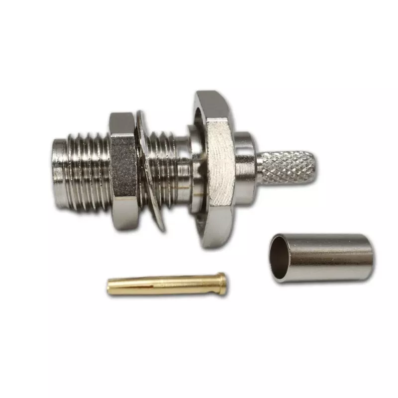 Telegärtner Conector fêmea SMA de montagem com crimpagem para RG-316/U, niquelado, pack de 5 (J01151A0009)