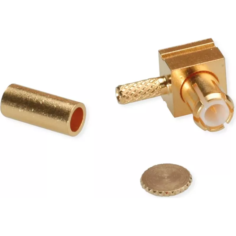 Ficha angular MCX Crimp Telegärtner para RG-178 B/U, dourada, pack de 5 (J01270A0201)